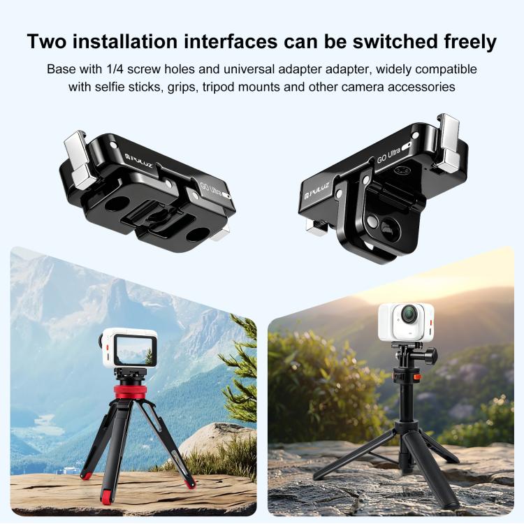 For Insta360 GO Ultra PULUZ Magnetic Metal Quick Release Base Mount  - Black