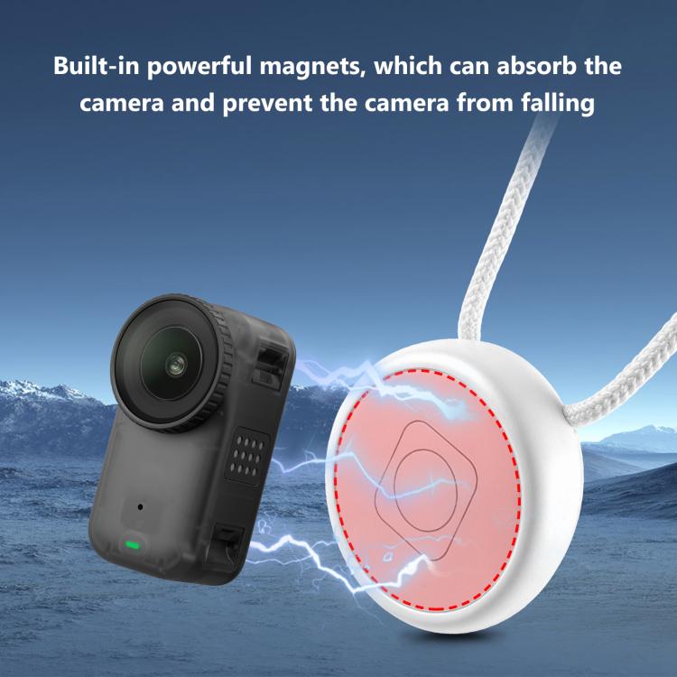 For DJI Osmo Nano / Insta360 Go 3 / GO 3S PULUZ Upgraded Magnetic Pendant Holder Quick Release Neck Strap  - White