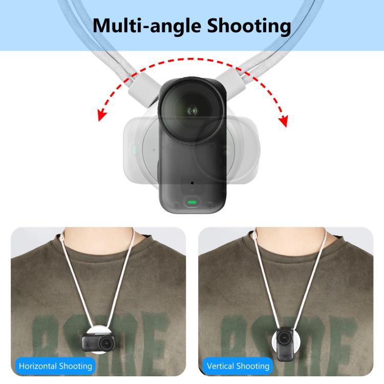 For DJI Osmo Nano / Insta360 Go 3 / GO 3S PULUZ Upgraded Magnetic Pendant Holder Quick Release Neck Strap  - White