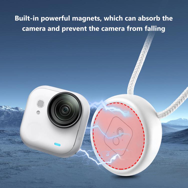 For Insta360 GO Ultra PULUZ Upgraded Magnetic Pendant Holder Quick Release Neck Strap  - White