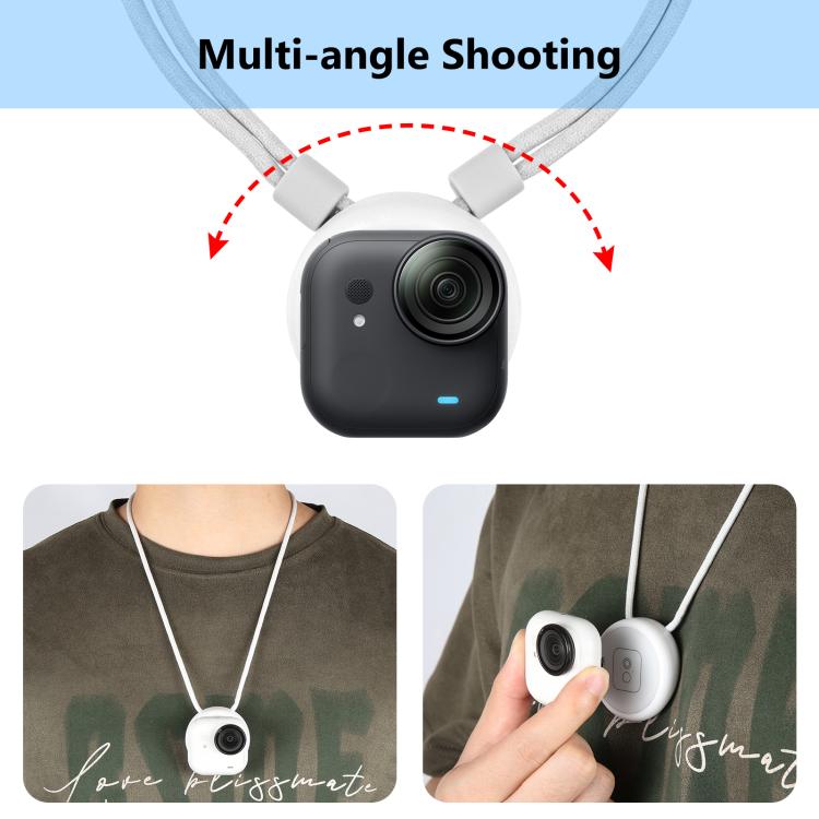 For Insta360 GO Ultra PULUZ Upgraded Magnetic Pendant Holder Quick Release Neck Strap  - White