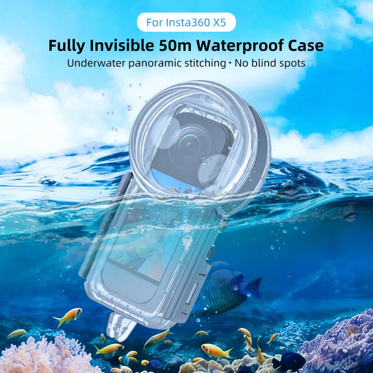 For Insta360 X5 PULUZ 50m Waterproof Sealed Diving Case, Youth Edition  - Transparent