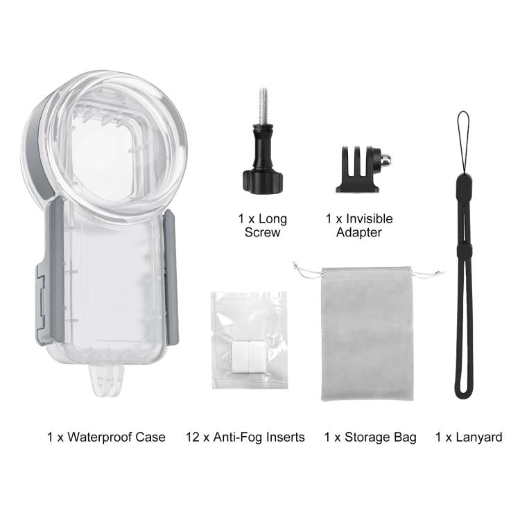 For Insta360 X5 PULUZ 50m Waterproof Sealed Diving Case, Youth Edition  - Transparent