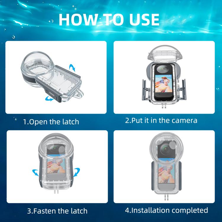 For Insta360 X5 PULUZ 50m Waterproof Sealed Diving Case, Youth Edition  - Transparent
