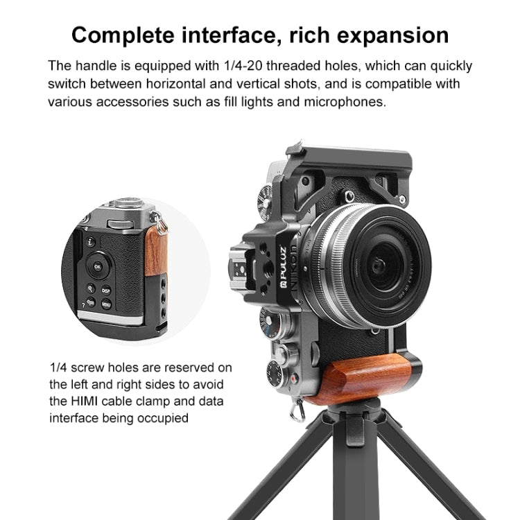[US Warehouse] For Nikon ZFC PULUZ Wood Handle Metal Camera Cage Stabilizer Rig