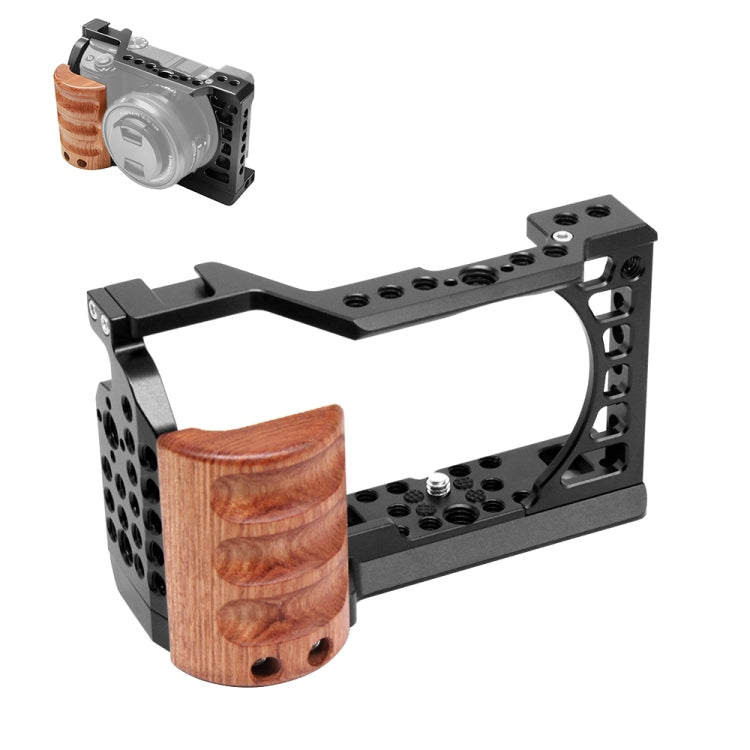 For Sony A6400 / A6300 / A6100 / A6000 PULUZ Wood Handle Metal Camera Cage Stabilizer Rig