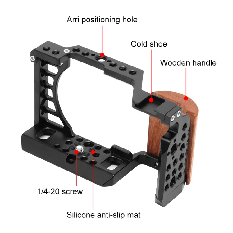 For Sony A6400 / A6300 / A6100 / A6000 PULUZ Wood Handle Metal Camera Cage Stabilizer Rig