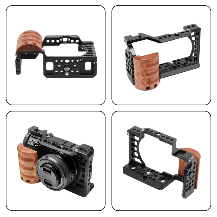 For Sony A6400 / A6300 / A6100 / A6000 PULUZ Wood Handle Metal Camera Cage Stabilizer Rig