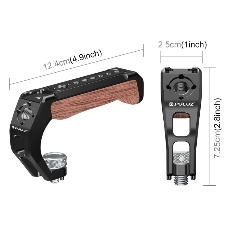 PULUZ Arri Metal Wooden Top Handle with Cold Shoe Mount for Mirrorless Camera Cage Stabilizer  - Black