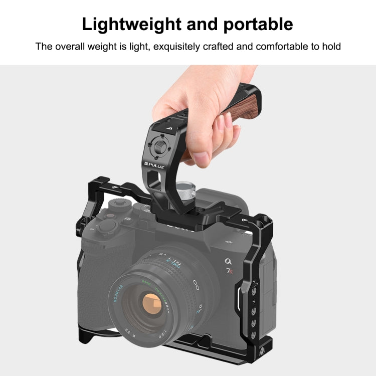 PULUZ Arri Metal Wooden Top Handle with Cold Shoe Mount for Mirrorless Camera Cage Stabilizer  - Black