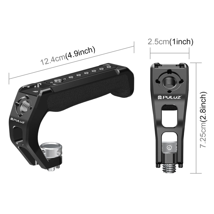 PULUZ Arri Metal Silicone Top Handle with Cold Shoe Mount for Mirrorless Camera Cage Stabilizer  - Black