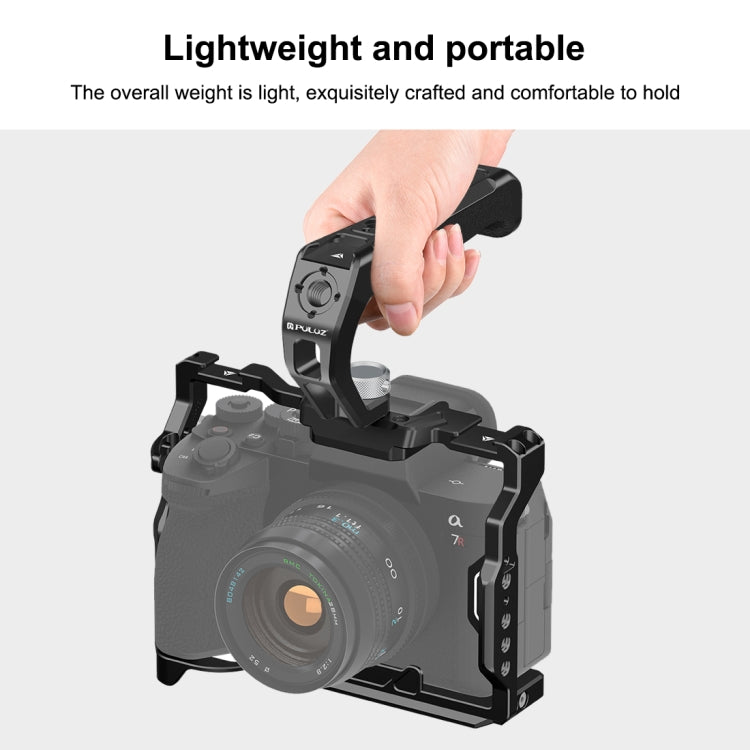 PULUZ Arri Metal Silicone Top Handle with Cold Shoe Mount for Mirrorless Camera Cage Stabilizer  - Black
