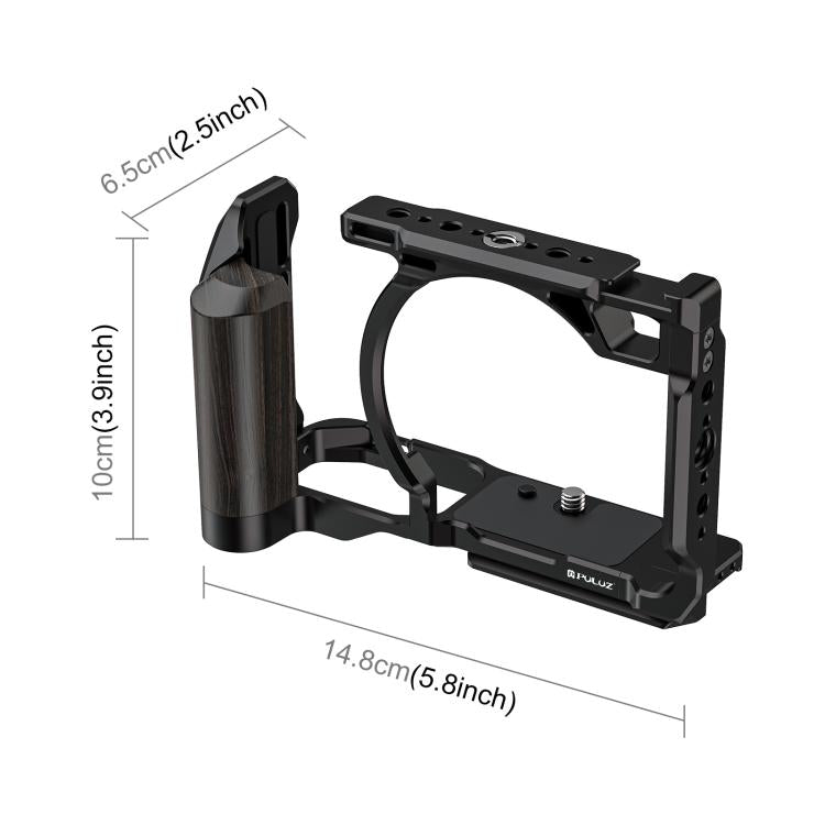 For Nikon ZR PULUZ Wood Handle Metal Camera Cage Expansion Frame  - Black