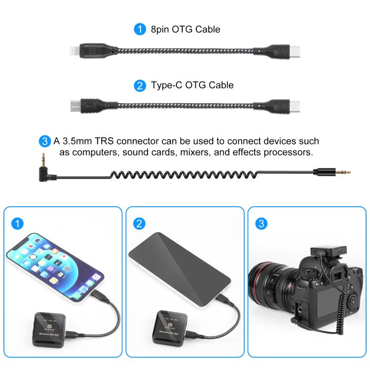 PULUZ 1 TX + 1 RX Wireless Lavalier Microphone  - Black