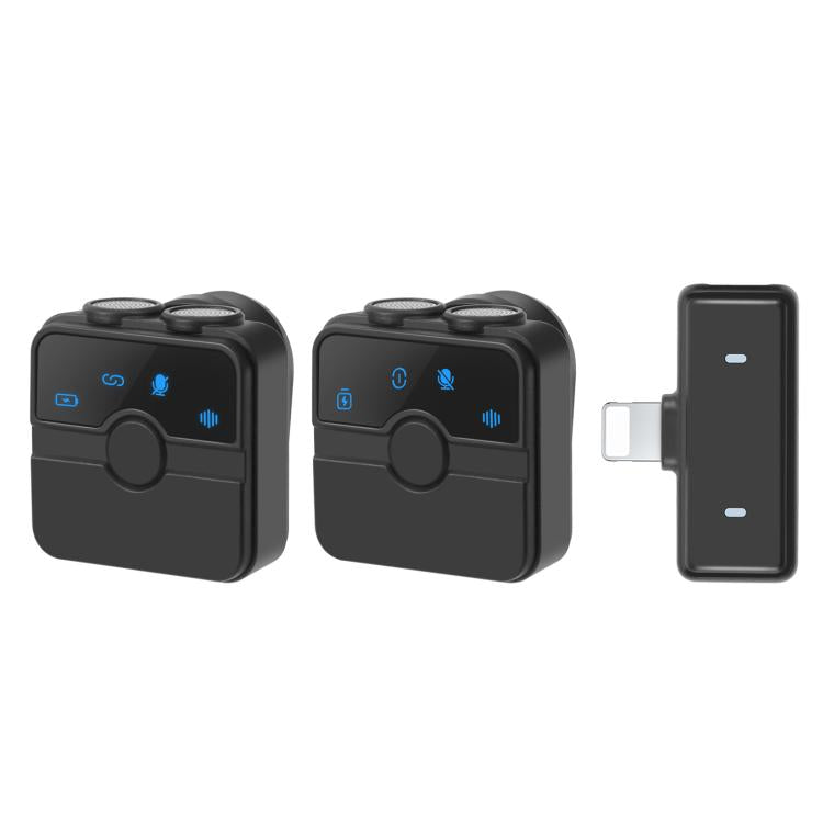 PULUZ SmartLink WS300 Magnetic Lavalier Wireless Microphone with Charging Case Box, 8 Pin RX Receiver and 2 TX Microphones  - Black