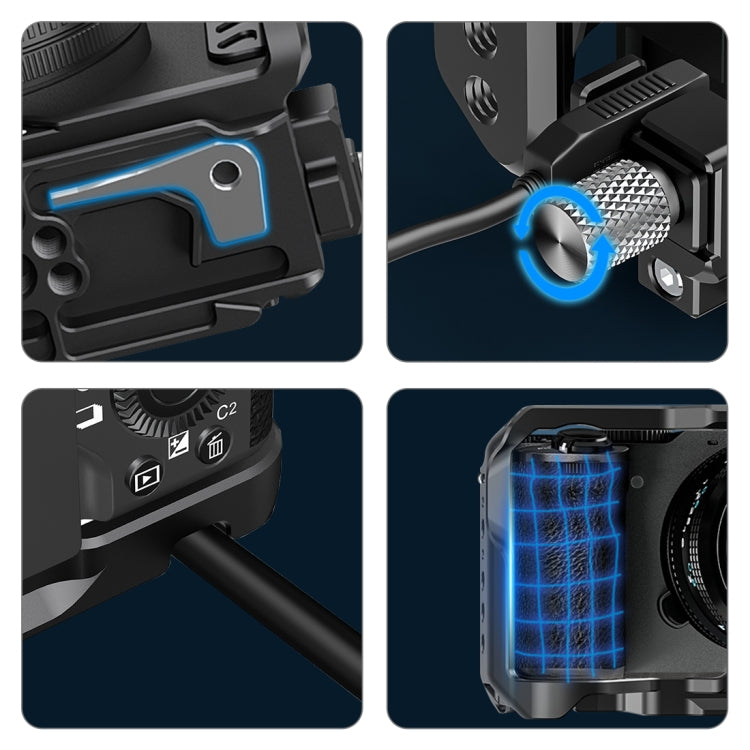 For Sony ILCE-A7CM2 / Alpha 7C II / Alpha 7CR PULUZ Metal Camera Cage Stabilizer Rig  - Black
