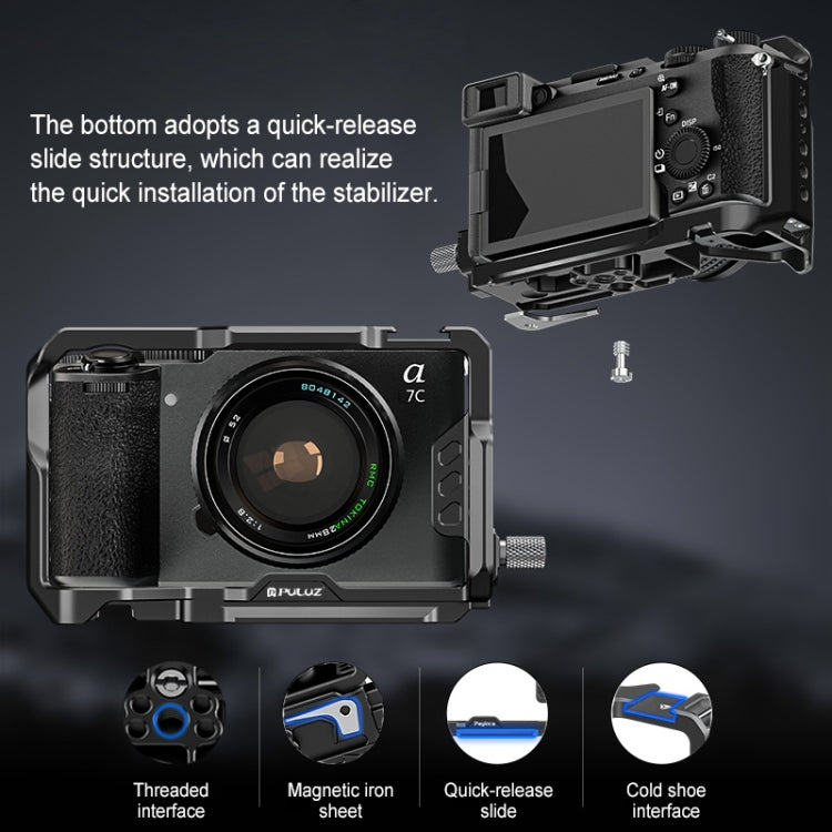 For Sony ILCE-A7CM2 / Alpha 7C II / Alpha 7CR PULUZ Metal Camera Cage Stabilizer Rig  - Black