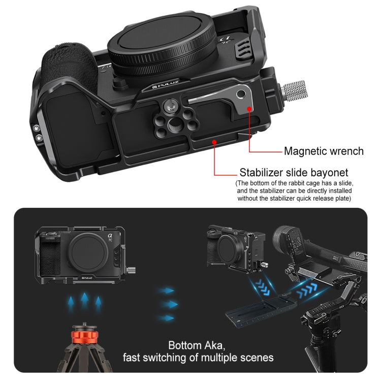 For Sony ILCE-A7CM2 / Alpha 7C II / Alpha 7CR PULUZ Metal Camera Cage Stabilizer Rig  - Black