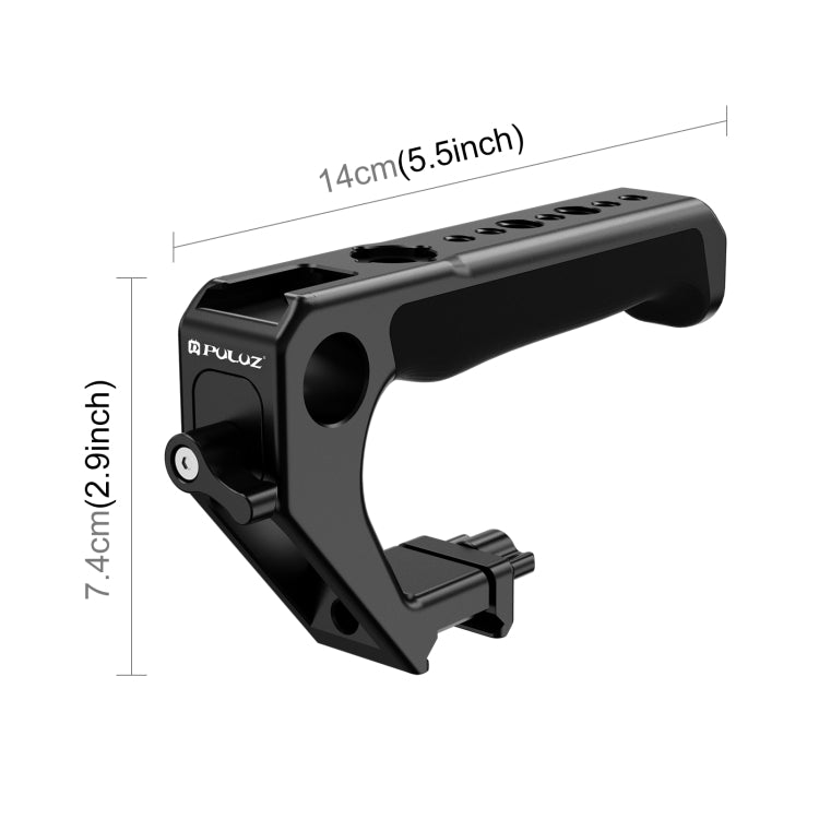 PULUZ Double-thread Metal Quick Release Top Handle with Cold Shoe for Camera Cage Stabilizer  - Black