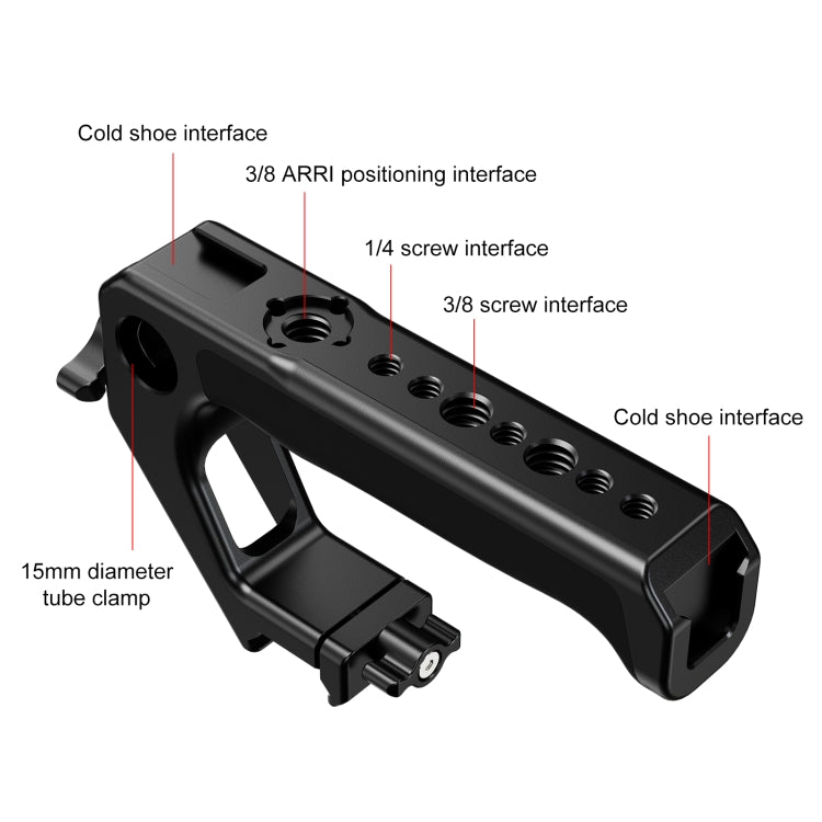 PULUZ Double-thread Metal Quick Release Top Handle with Cold Shoe for Camera Cage Stabilizer  - Black