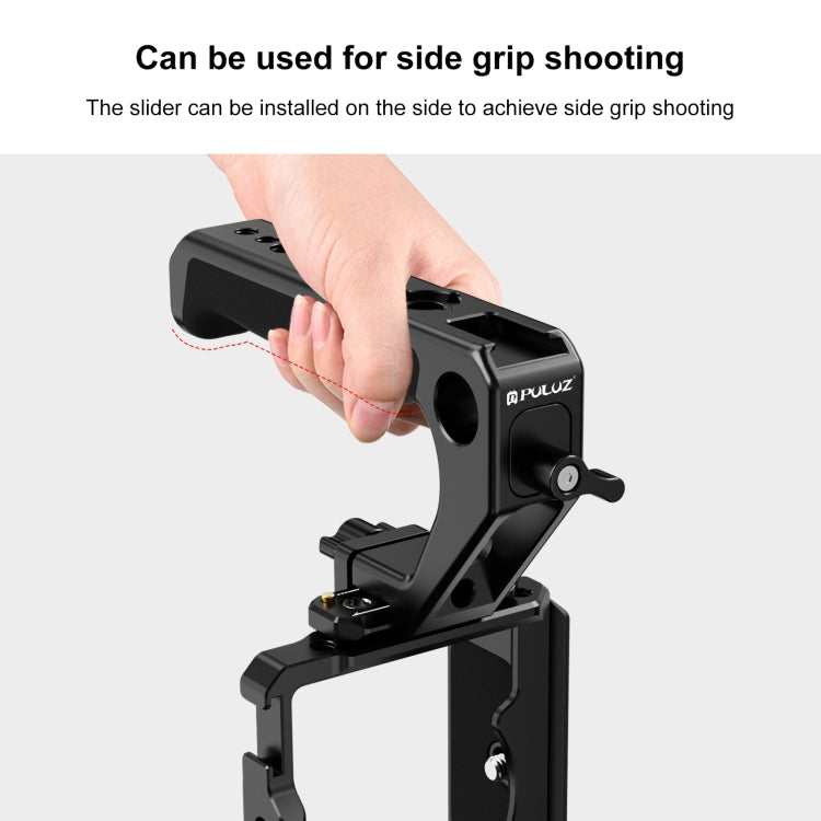 PULUZ Double-thread Metal Quick Release Top Handle with Cold Shoe for Camera Cage Stabilizer  - Black