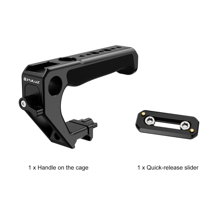 PULUZ Double-thread Metal Quick Release Top Handle with Cold Shoe for Camera Cage Stabilizer  - Black