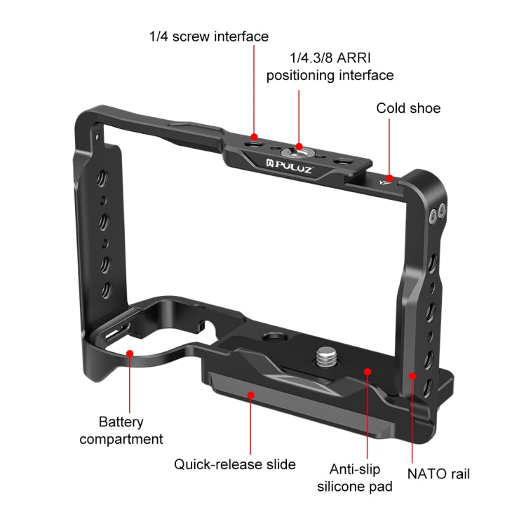 For Sony ZV-E10 II / ZV-E10M2 PULUZ Metal Camera Cage Stabilizer Rig  - Black