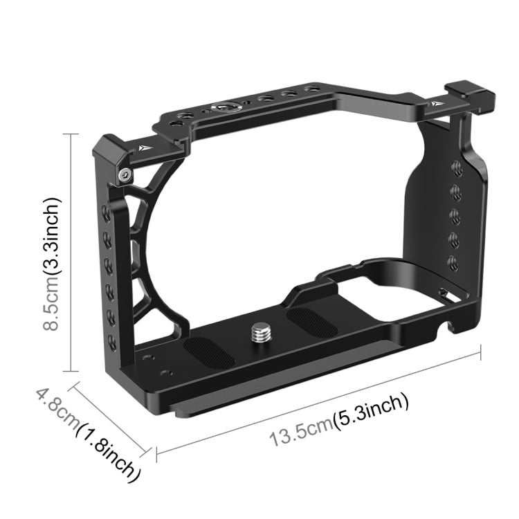 For Sony A6500 / A6400 / A6300 / A6000 PULUZ Metal Camera Cage Expansion Mount Stabilizer Rig  - Black