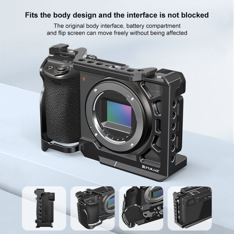 For Sony A6500 / A6400 / A6300 / A6000 PULUZ Metal Camera Cage Expansion Mount Stabilizer Rig  - Black