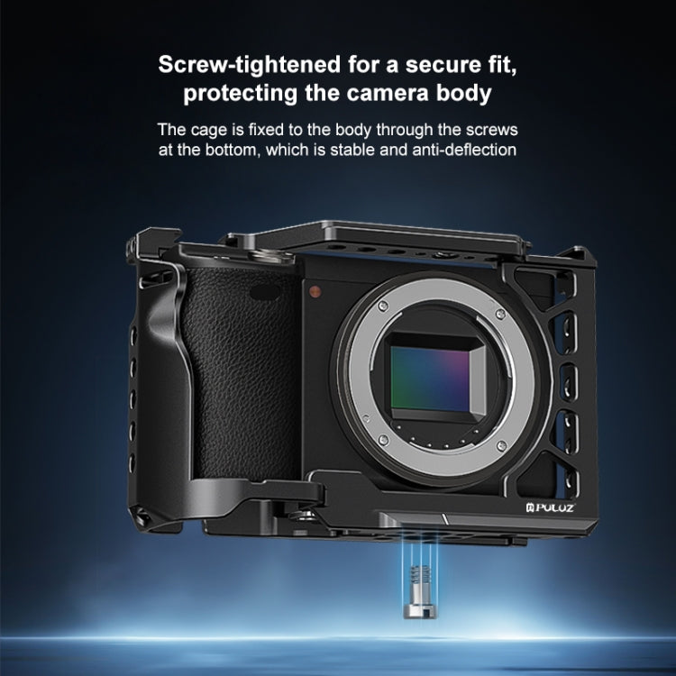 For Sony A6500 / A6400 / A6300 / A6000 PULUZ Metal Camera Cage Expansion Mount Stabilizer Rig  - Black