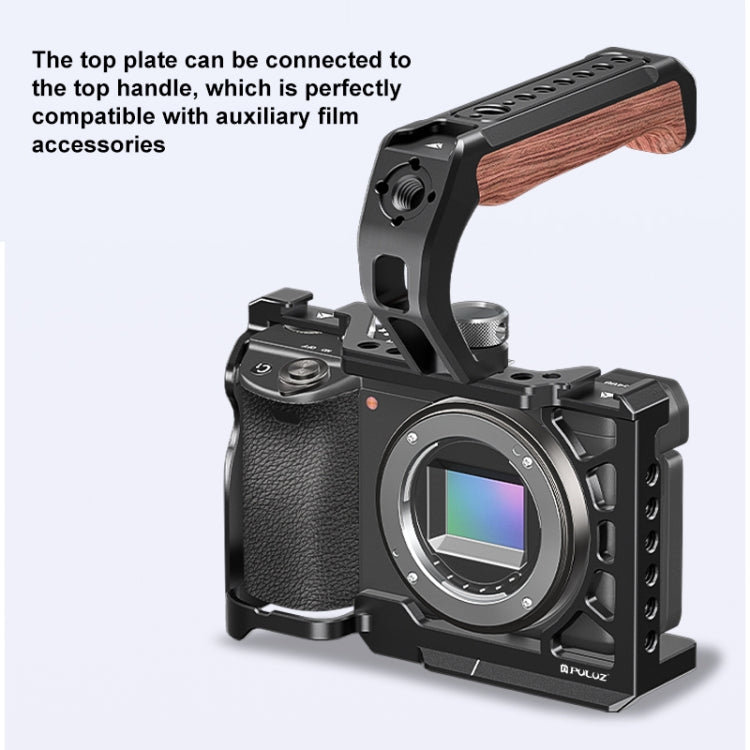For Sony A6500 / A6400 / A6300 / A6000 PULUZ Metal Camera Cage Expansion Mount Stabilizer Rig  - Black