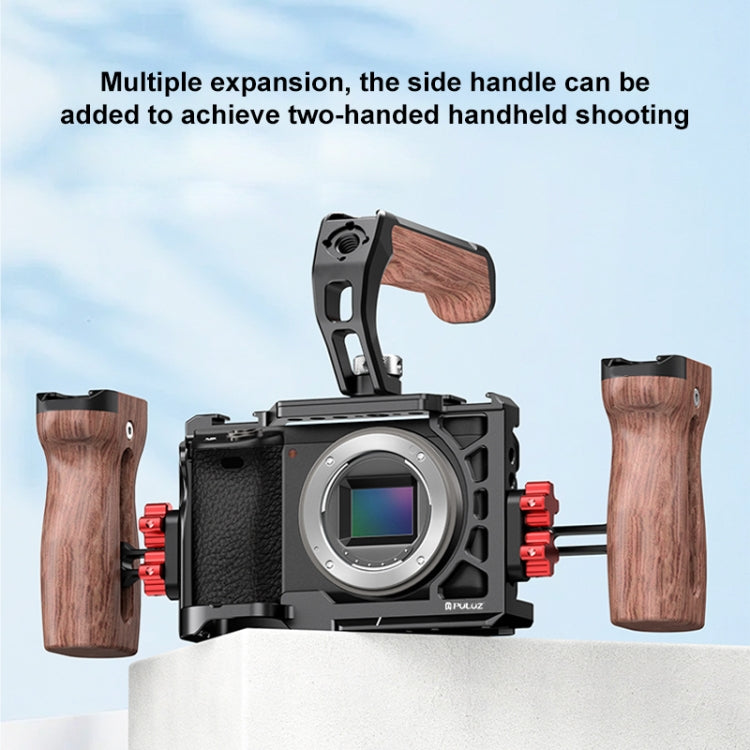 For Sony A6500 / A6400 / A6300 / A6000 PULUZ Metal Camera Cage Expansion Mount Stabilizer Rig  - Black