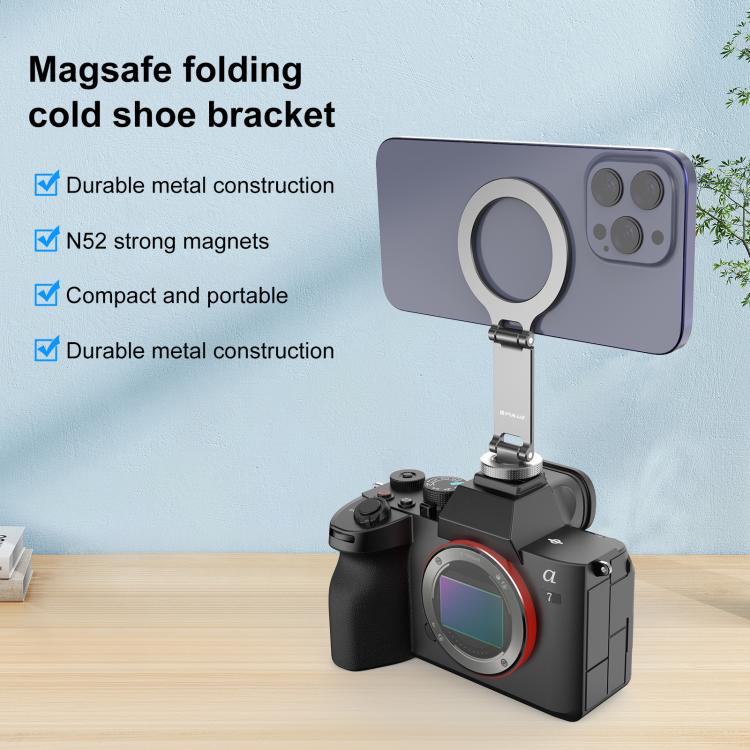 PULUZ Foldable MagSafe Magnet Cold Shoe On-Camera Phone Mount  - Grey