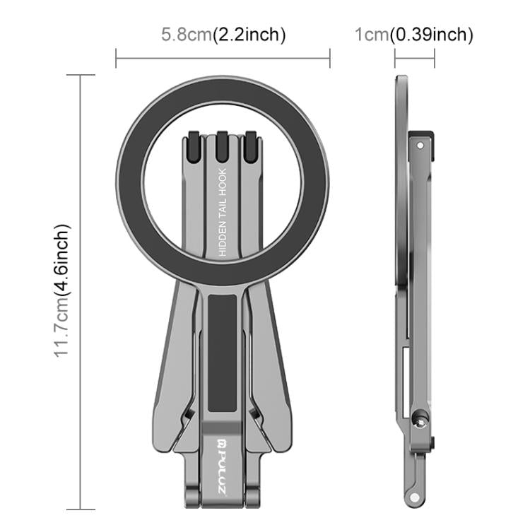 PULUZ Foldable MagSafe Magnet Tripod Desk Phone Mount Handle Bracket  - Grey