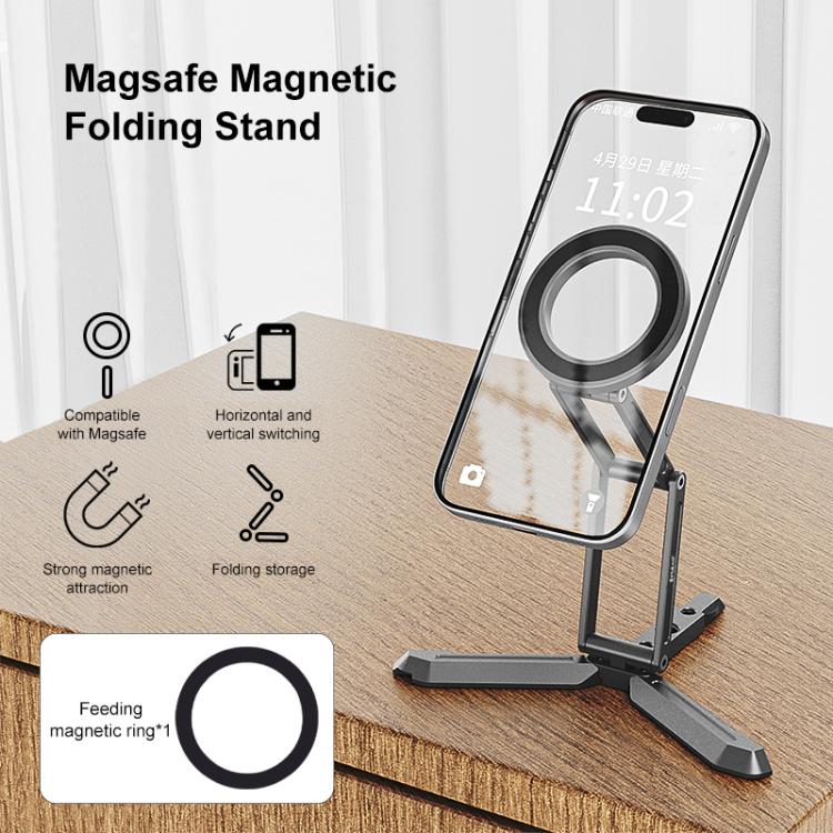 PULUZ MagSafe Desktop Live Streaming Magnetic Foldable Phone Holder Bracket  - Black