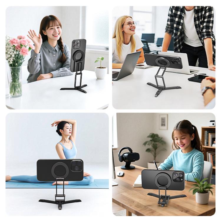 PULUZ MagSafe Desktop Live Streaming Magnetic Foldable Phone Holder Bracket  - Black