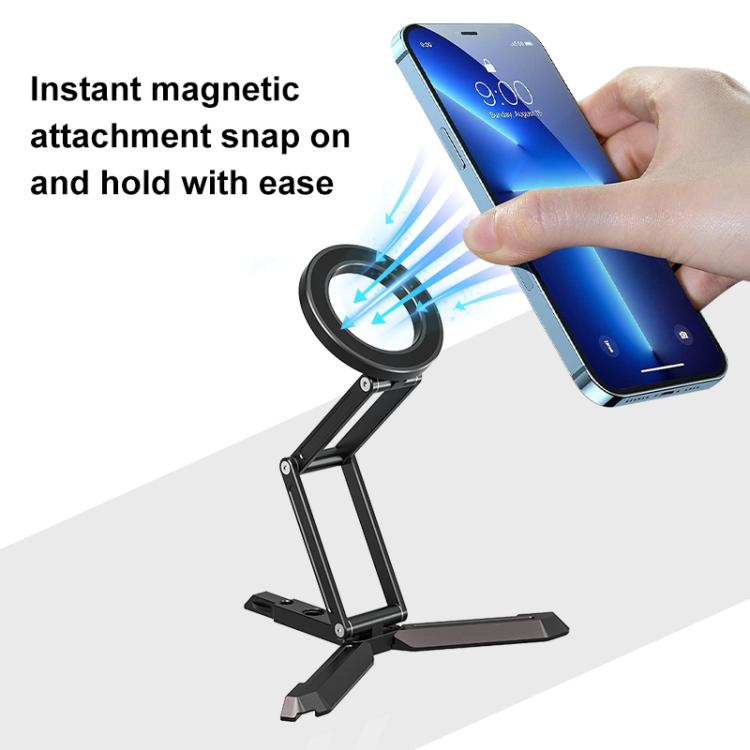PULUZ MagSafe Desktop Live Streaming Magnetic Foldable Phone Holder Bracket  - Black