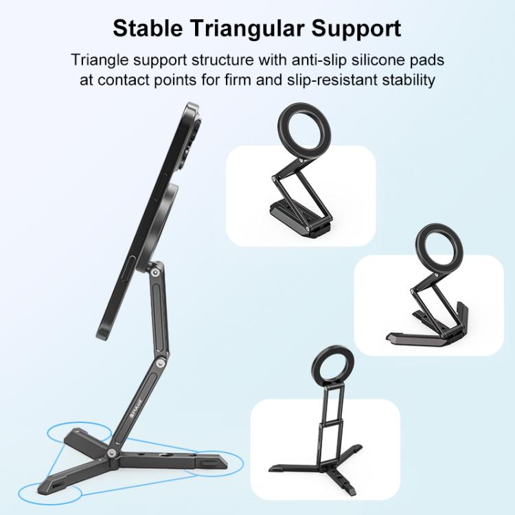 PULUZ MagSafe Desktop Live Streaming Magnetic Foldable Phone Holder Bracket  - Black