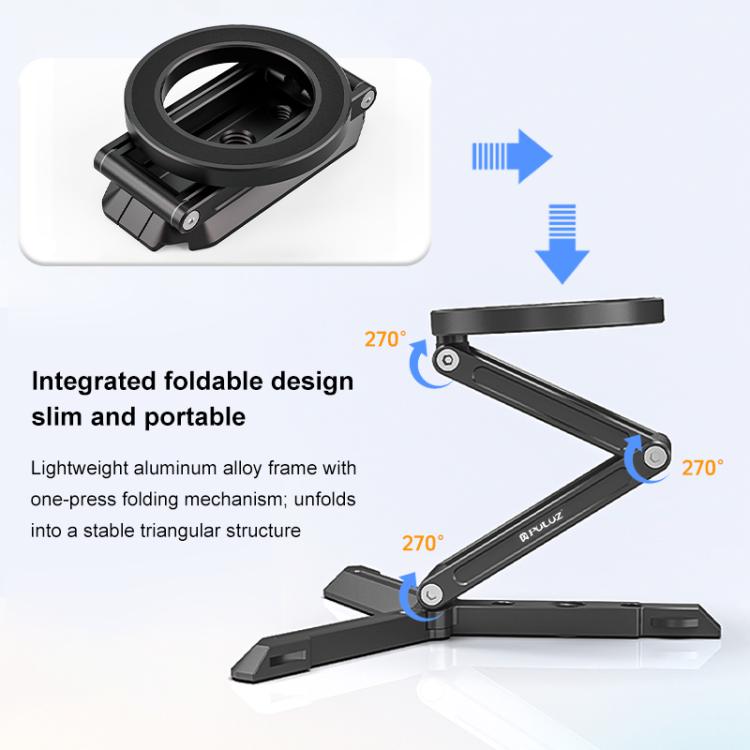 PULUZ MagSafe Desktop Live Streaming Magnetic Foldable Phone Holder Bracket  - Black