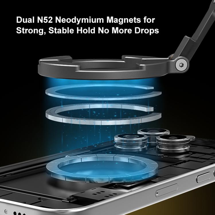 PULUZ MagSafe Dual-Head Magnetic Folding Phone Holder Bracket  - Black