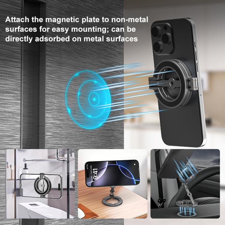 PULUZ MagSafe Dual-Head Magnetic Folding Phone Holder Bracket  - Black