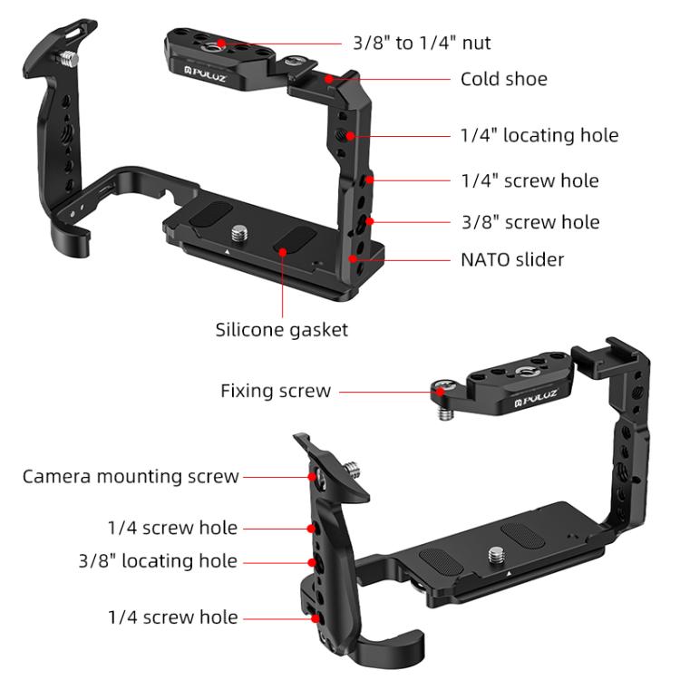 For Sony Cinema Line FX2 / ILME-FX2B PULUZ Metal Camera Cage Stabilizer Rig - Black