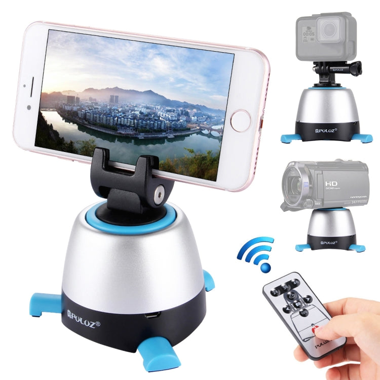 [UAE Warehouse] PULUZ Electronic 360 Degree Rotation Panoramic Head with Remote Controller for Smartphones, GoPro, DSLR Cameras(Blue)