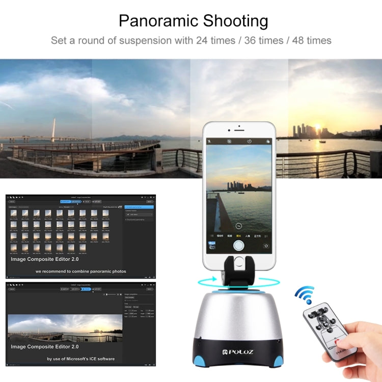 [UAE Warehouse] PULUZ Electronic 360 Degree Rotation Panoramic Head with Remote Controller for Smartphones, GoPro, DSLR Cameras(Blue)