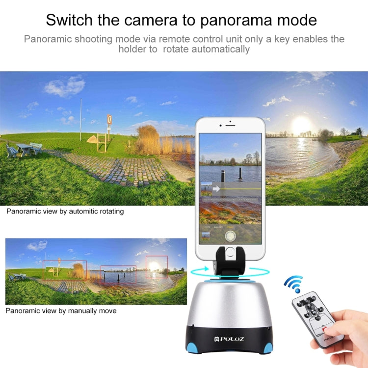 [UAE Warehouse] PULUZ Electronic 360 Degree Rotation Panoramic Head with Remote Controller for Smartphones, GoPro, DSLR Cameras(Blue)