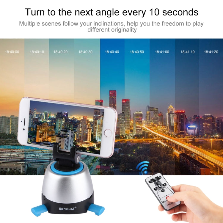 [UAE Warehouse] PULUZ Electronic 360 Degree Rotation Panoramic Head with Remote Controller for Smartphones, GoPro, DSLR Cameras(Blue)