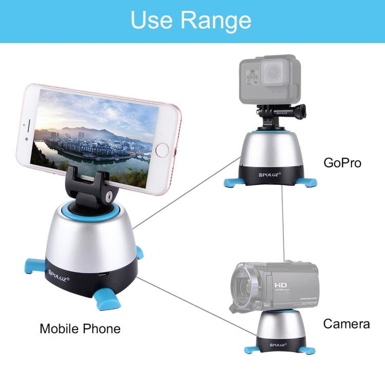 [UAE Warehouse] PULUZ Electronic 360 Degree Rotation Panoramic Head with Remote Controller for Smartphones, GoPro, DSLR Cameras(Blue)