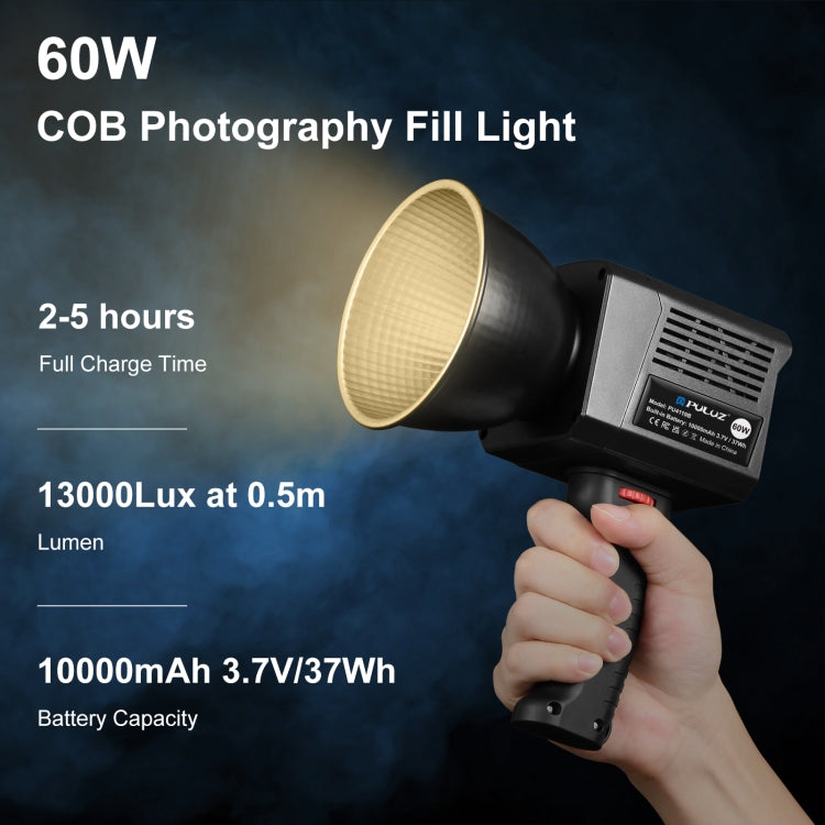 PULUZ 60W Studio Video Light 2500K-6500K Dual Color Temperature Professional Photography Fill Light  - Black