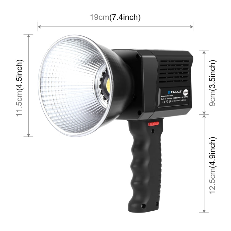 PULUZ 60W Studio Video Light 2500K-6500K Dual Color Temperature Professional Photography Fill Light  - Black