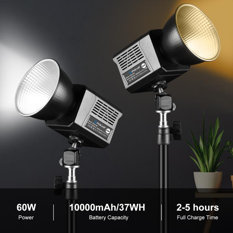 PULUZ 60W Studio Video Light 2500K-6500K Dual Color Temperature Professional Photography Fill Light  - Black